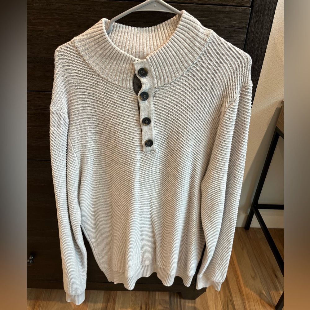 Men's Cream Button-Up Cardigan